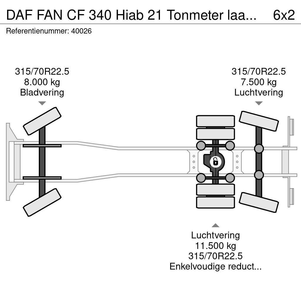 DAF FAN CF 340 Hiab 21 Tonmeter laadkraan Hulladék szállítók
