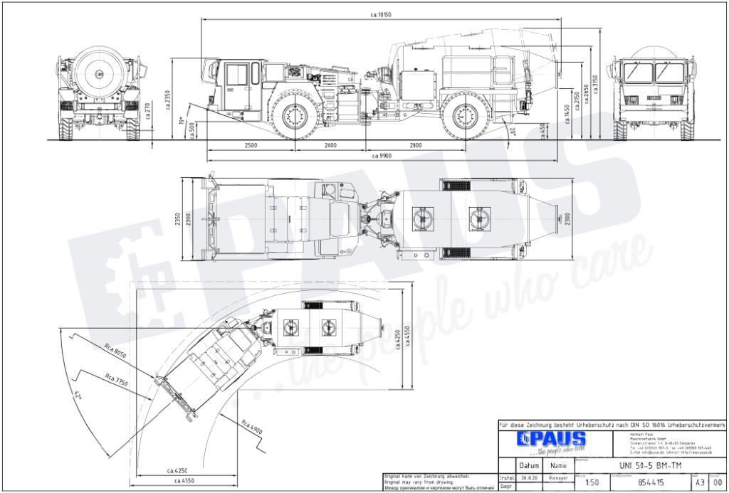 Paus UNI 50-5 BM-TM / Mining / concrete transport mixer Egyéb Földalatti Felszerelések