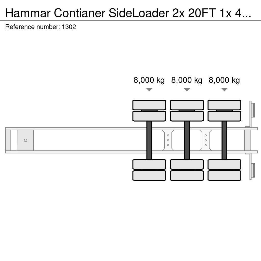 Hammar Contianer SideLoader 2x 20FT 1x 40FT Konténerkeret / Konténeremelő félpótkocsik