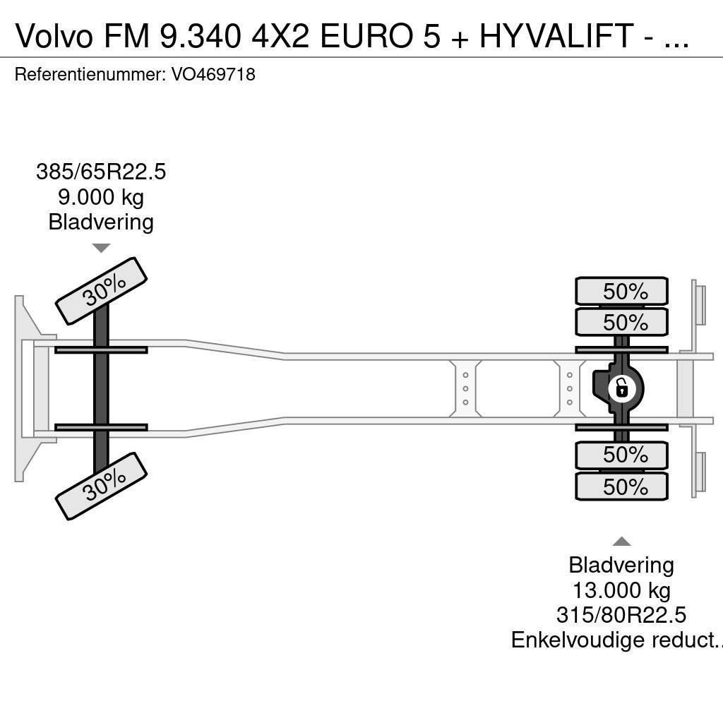 Volvo FM 9.340 4X2 EURO 5 + HYVALIFT - FULL STEEL SUSP. Hidraulikus konténerszállító