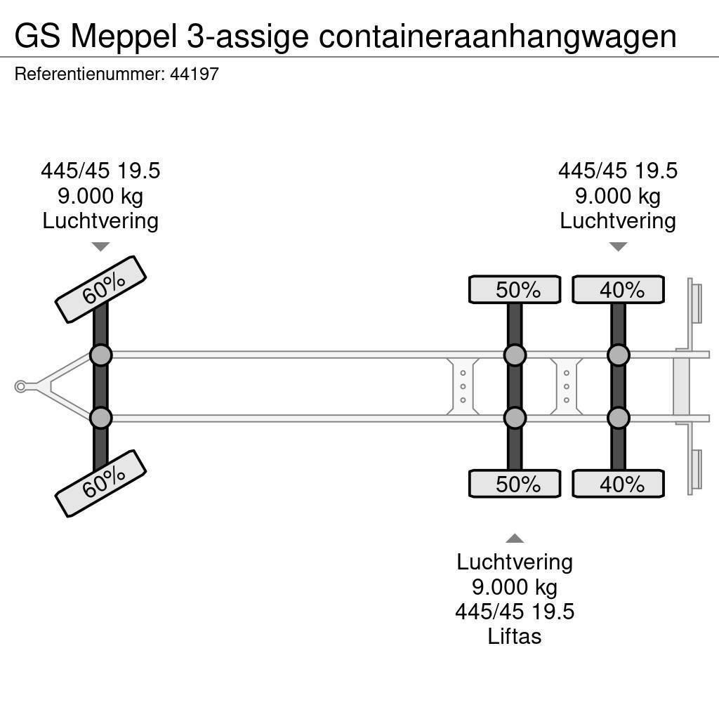 GS Meppel 3-assige containeraanhangwagen Konténer keret / Konténeremelő pótkocsik