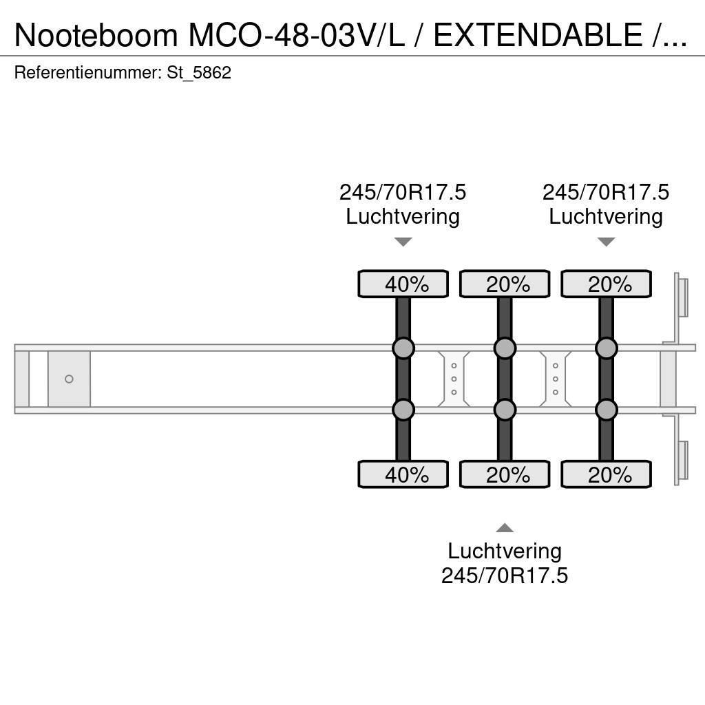 Nooteboom MCO-48-03V/L / EXTENDABLE / 3X STEERING AXLE / REM Mélybölcsős félpótkocsik