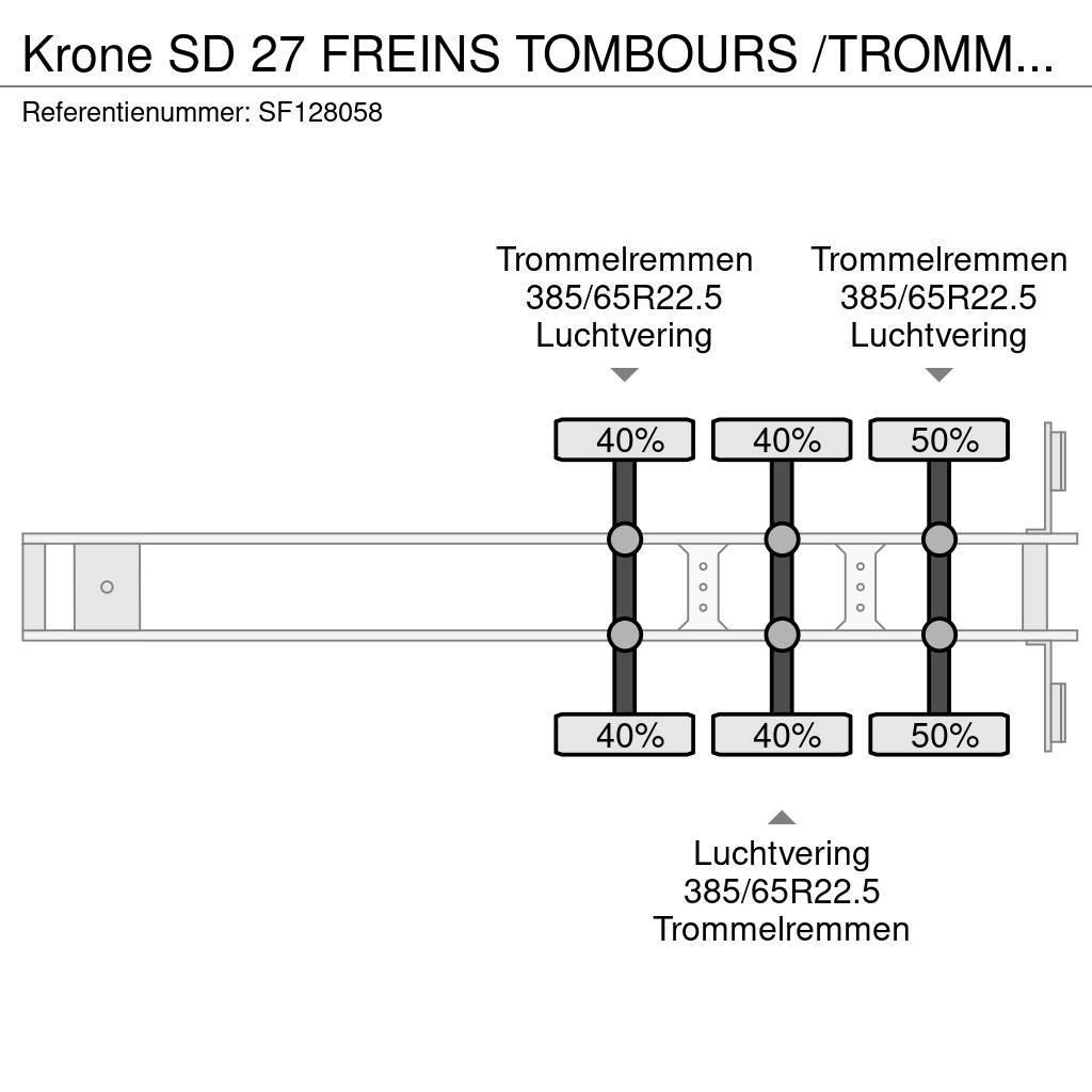 Krone SD 27 FREINS TOMBOURS /TROMMELREMMEN Platós / Ponyvás félpótkocsik