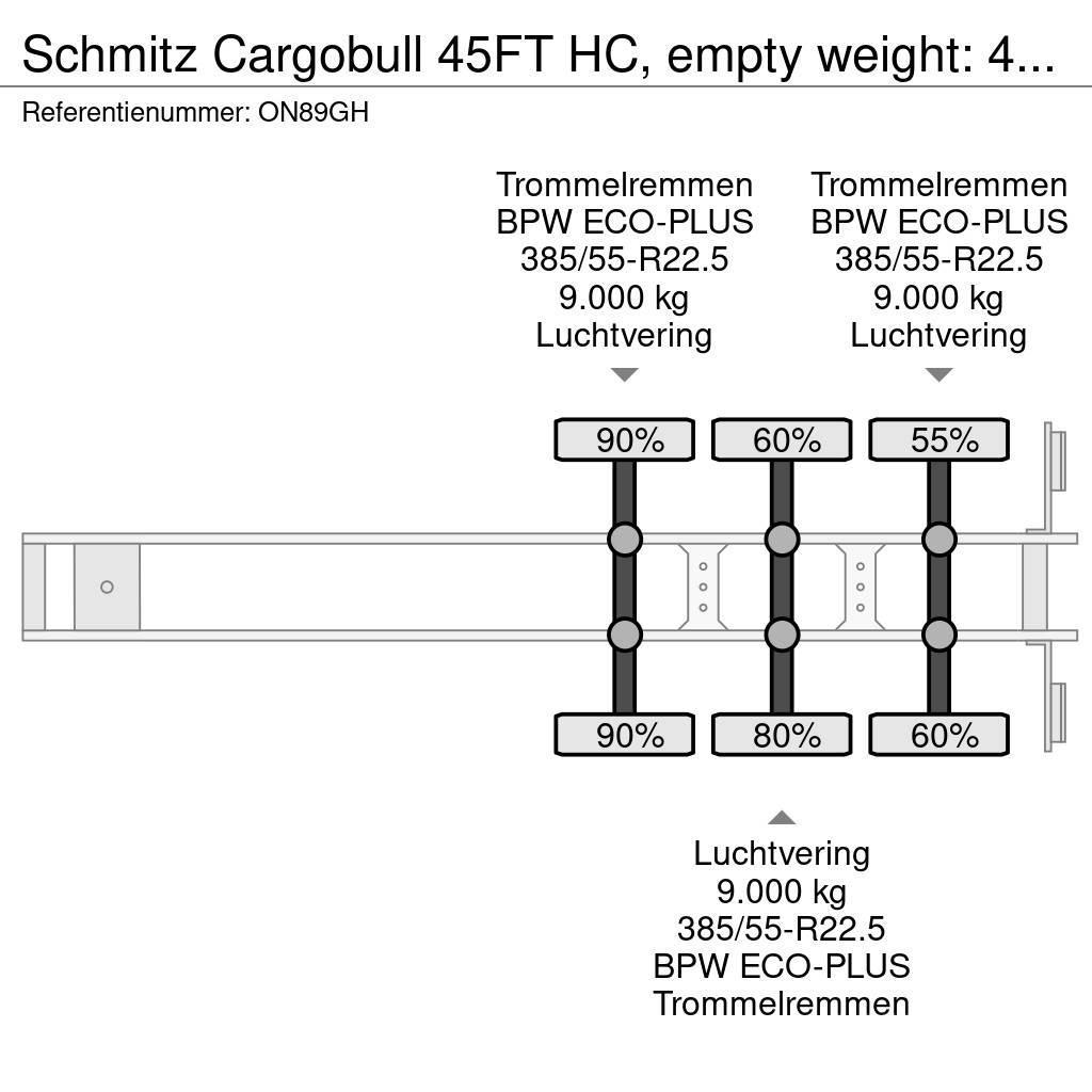 Schmitz Cargobull 45FT HC, empty weight: 4.240kg, BPW+drum, NL-chass Konténerkeret / Konténeremelő félpótkocsik