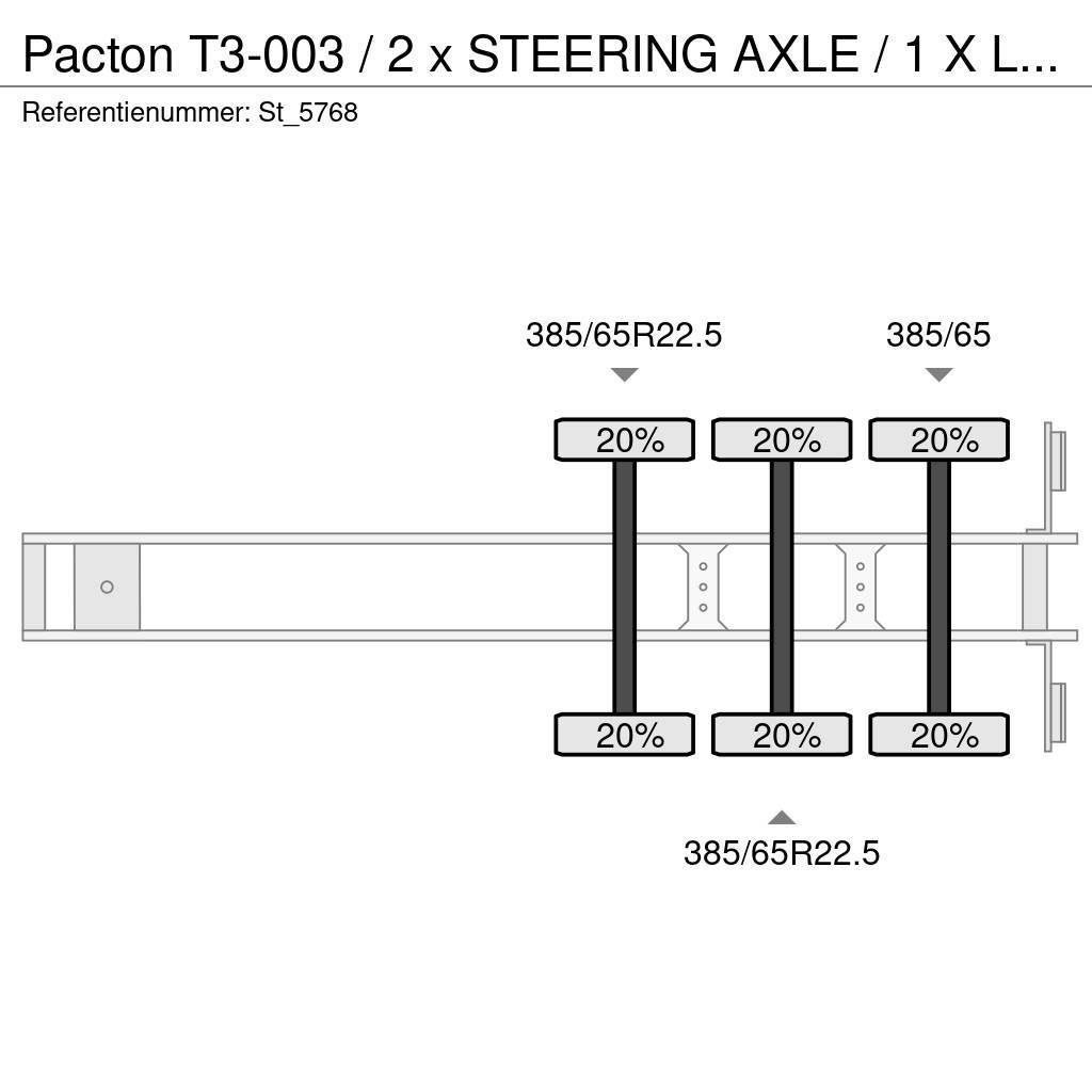 Pacton T3-003 / 2 x STEERING AXLE / 1 X LIFT AXLE Platós / Ponyvás félpótkocsik