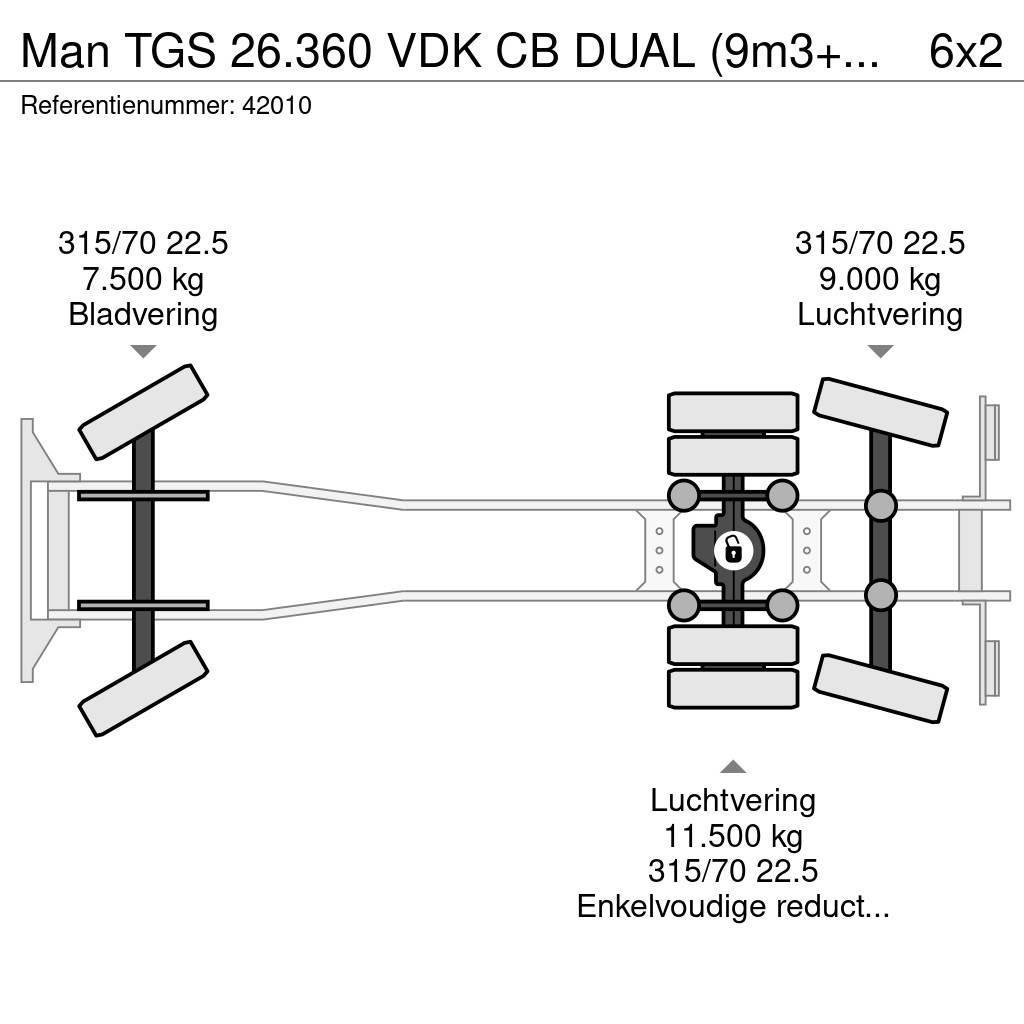 MAN TGS 26.360 VDK CB DUAL (9m3+13m3) SULO weighing sy Hulladék szállítók