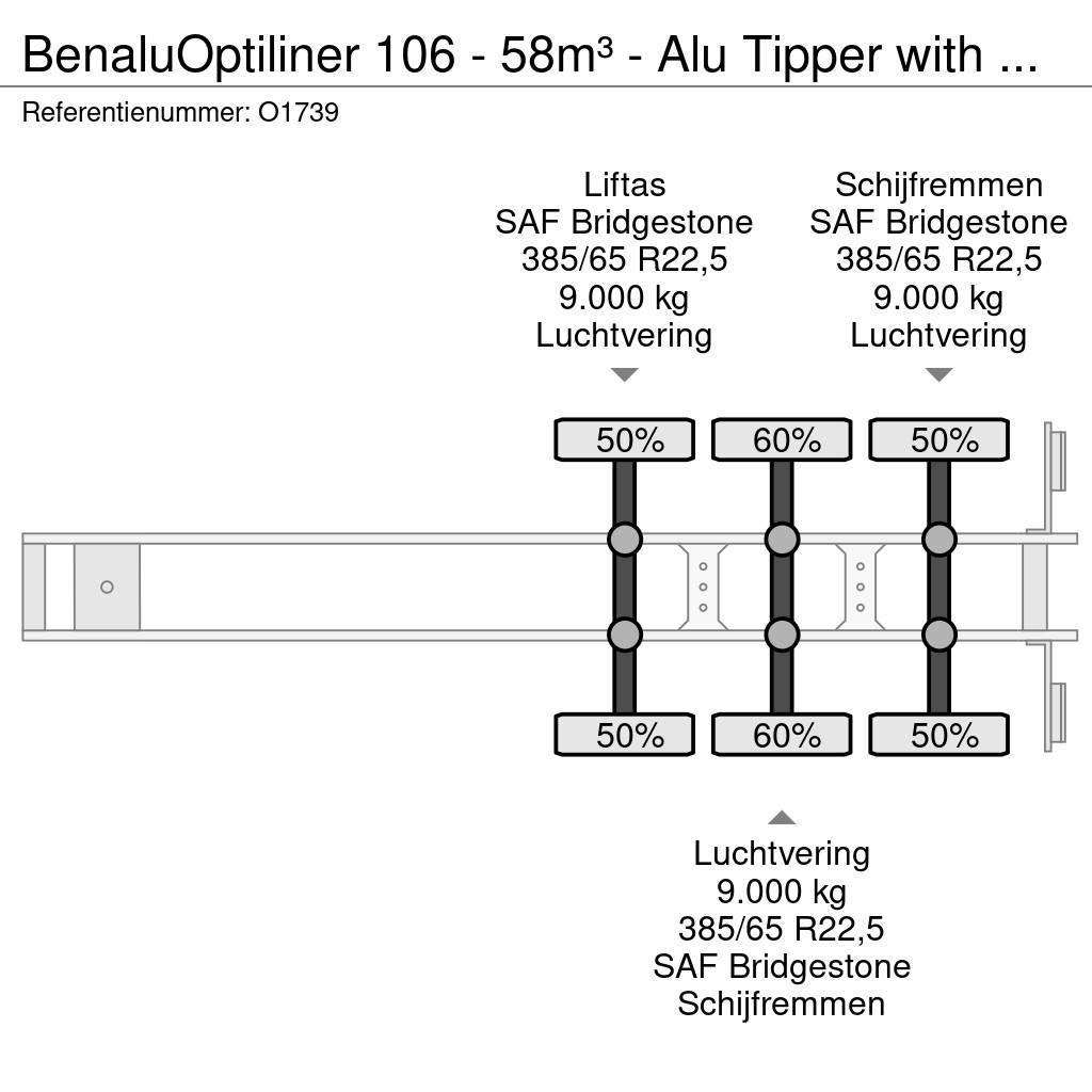 Benalu Optiliner 106 - 58m³ - Alu Tipper with Carrier Sup Billenő félpótkocsik