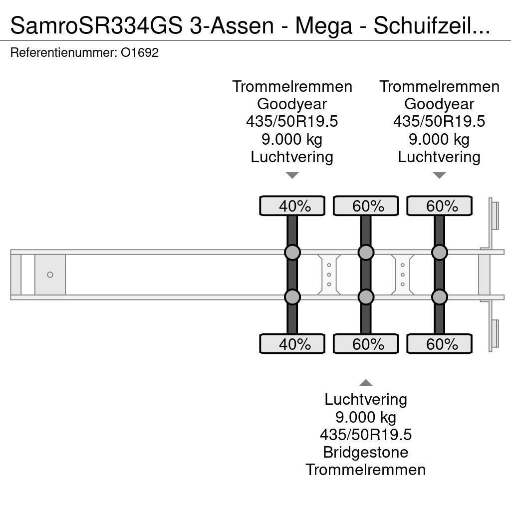 Samro SR334GS 3-Assen - Mega - Schuifzeilen - Trommelrem Elhúzható ponyvás félpótkocsik