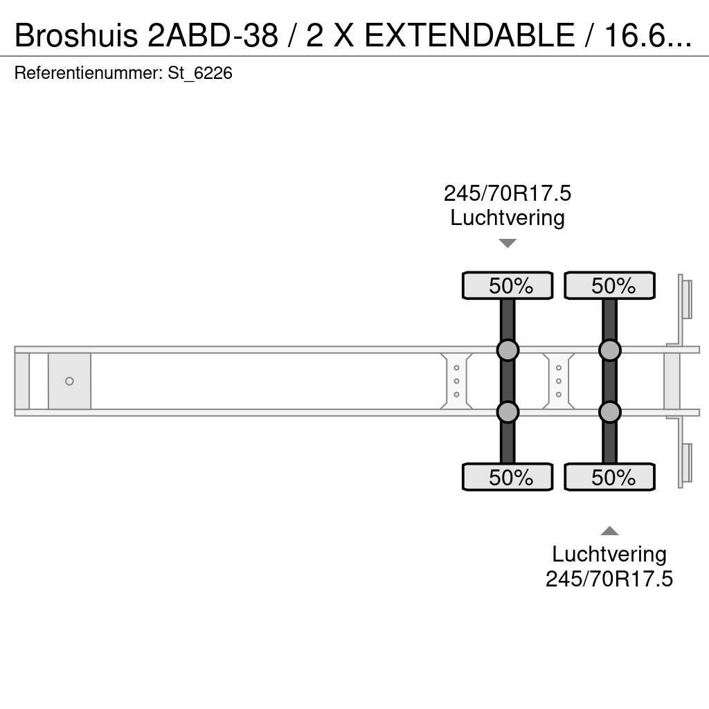 Broshuis 2ABD-38 / 2 X EXTENDABLE / 16.62 mtr BED / Mélybölcsős félpótkocsik