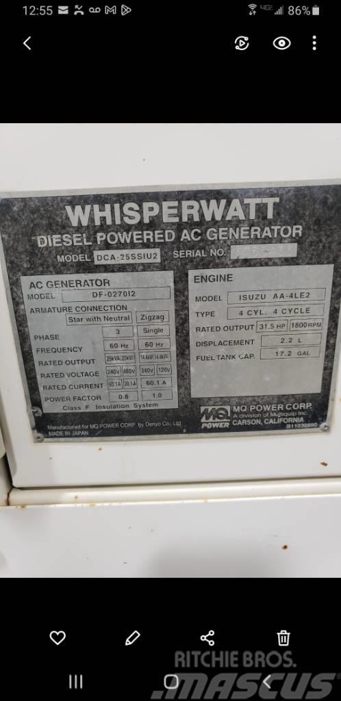 Whisperwatt Diesel Powered AC Generator DF-027012 Dízel áramfejlesztők