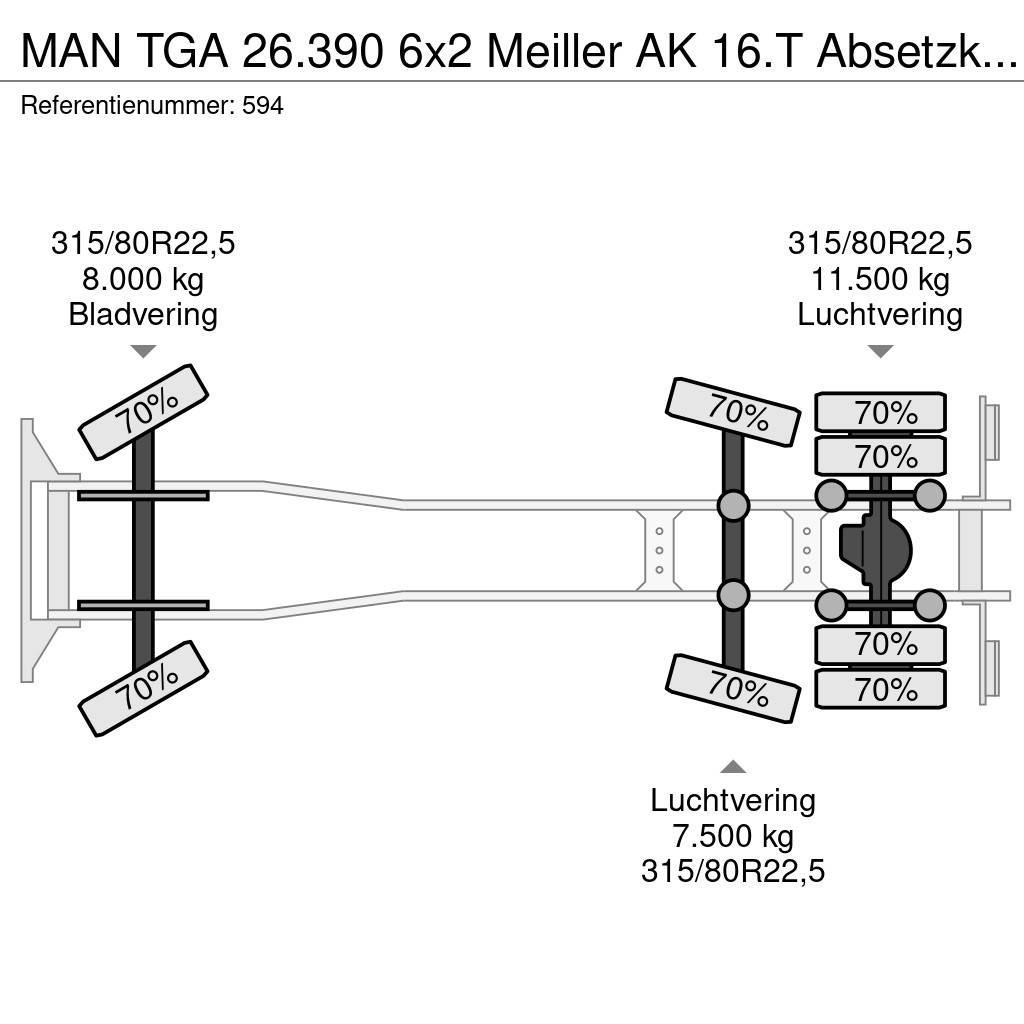MAN TGA 26.390 6x2 Meiller AK 16.T Absetzkipper 2 Piec Hidraulikus konténerszállító