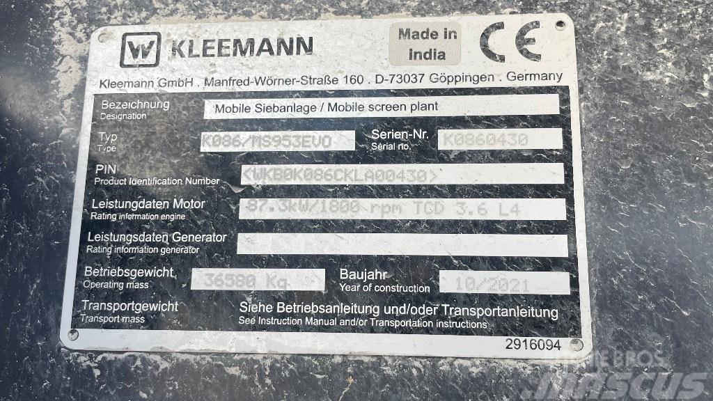 Kleemann 953 Osztályozó berendezések