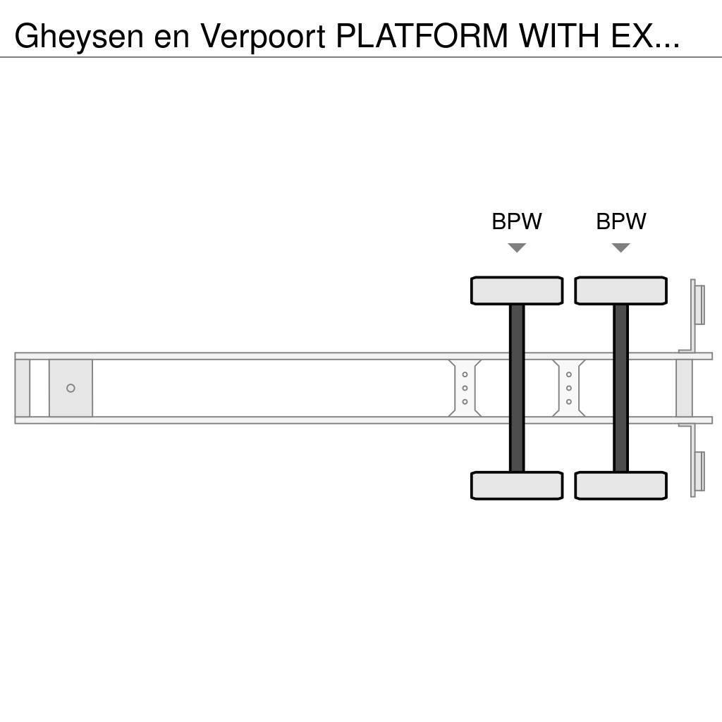  Gheysen en Verpoort PLATFORM WITH EXTENDERS AND LE Mélybölcsős félpótkocsik