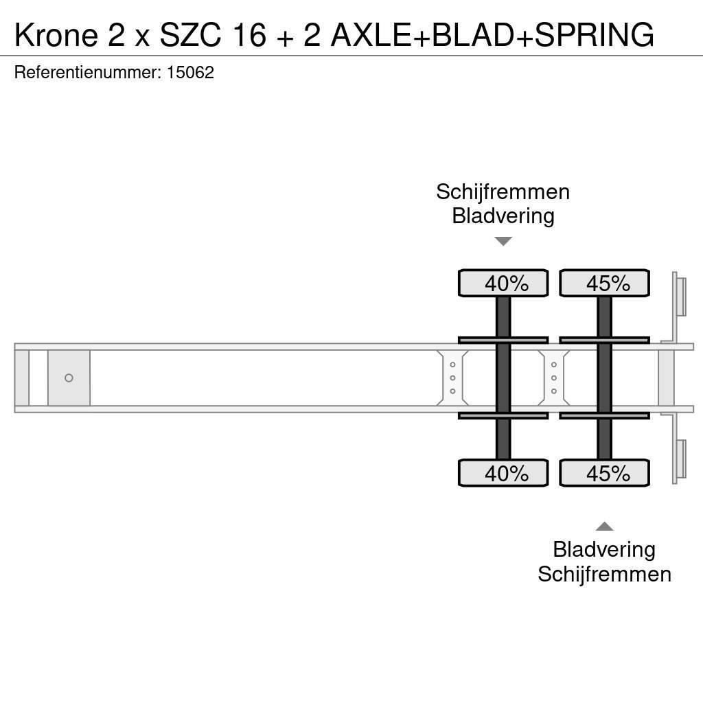Krone 2 x SZC 16 + 2 AXLE+BLAD+SPRING Konténerkeret / Konténeremelő félpótkocsik