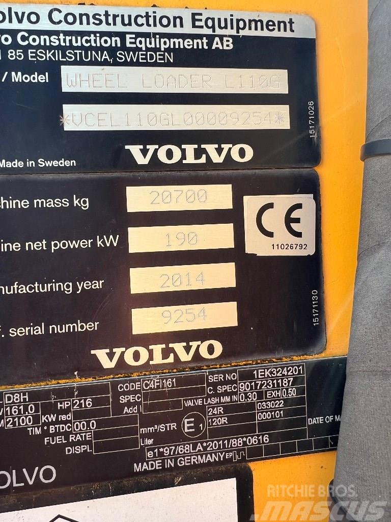 Volvo L 110 G Gumikerekes homlokrakodók