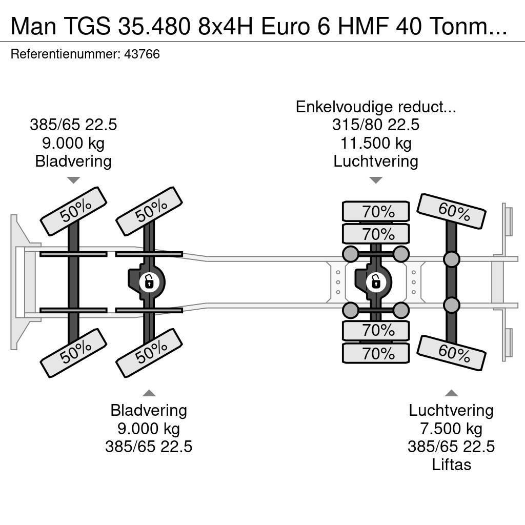 MAN TGS 35.480 8x4H Euro 6 HMF 40 Tonmeter laadkraan + Terepdaruk