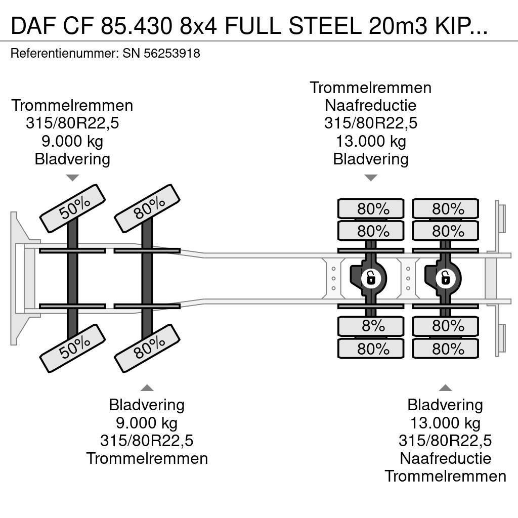 DAF CF 85.430 8x4 FULL STEEL 20m3 KIPPER (EURO 3 / ZF1 Billenő teherautók