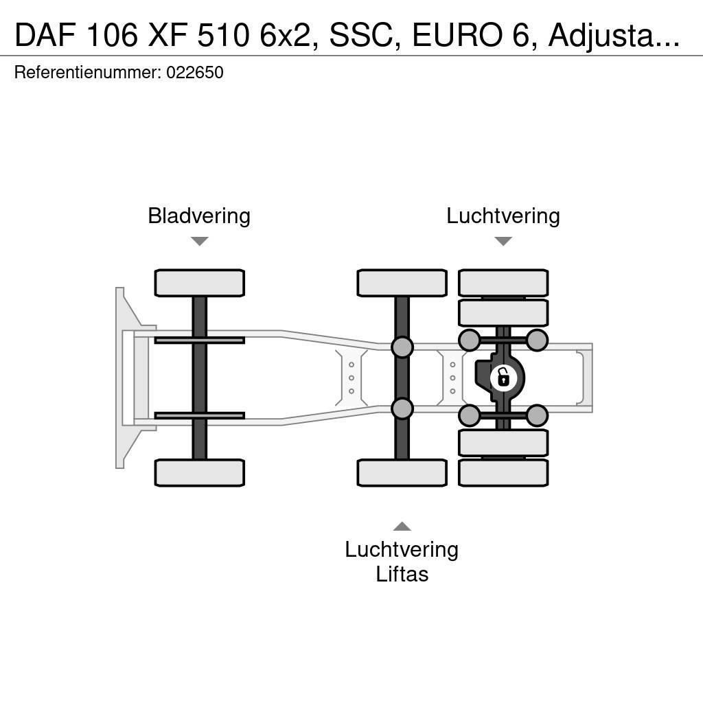 DAF 106 XF 510 6x2, SSC, EURO 6, Adjustable fifth whee Nyergesvontatók