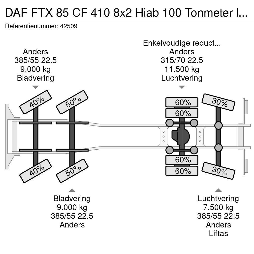 DAF FTX 85 CF 410 8x2 Hiab 100 Tonmeter laadkraan + Fl Terepdaruk