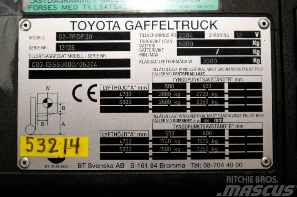 Toyota 7FDF30, 3-tons dieselmotviktstruck med 5m lyftöjd Dízel targoncák