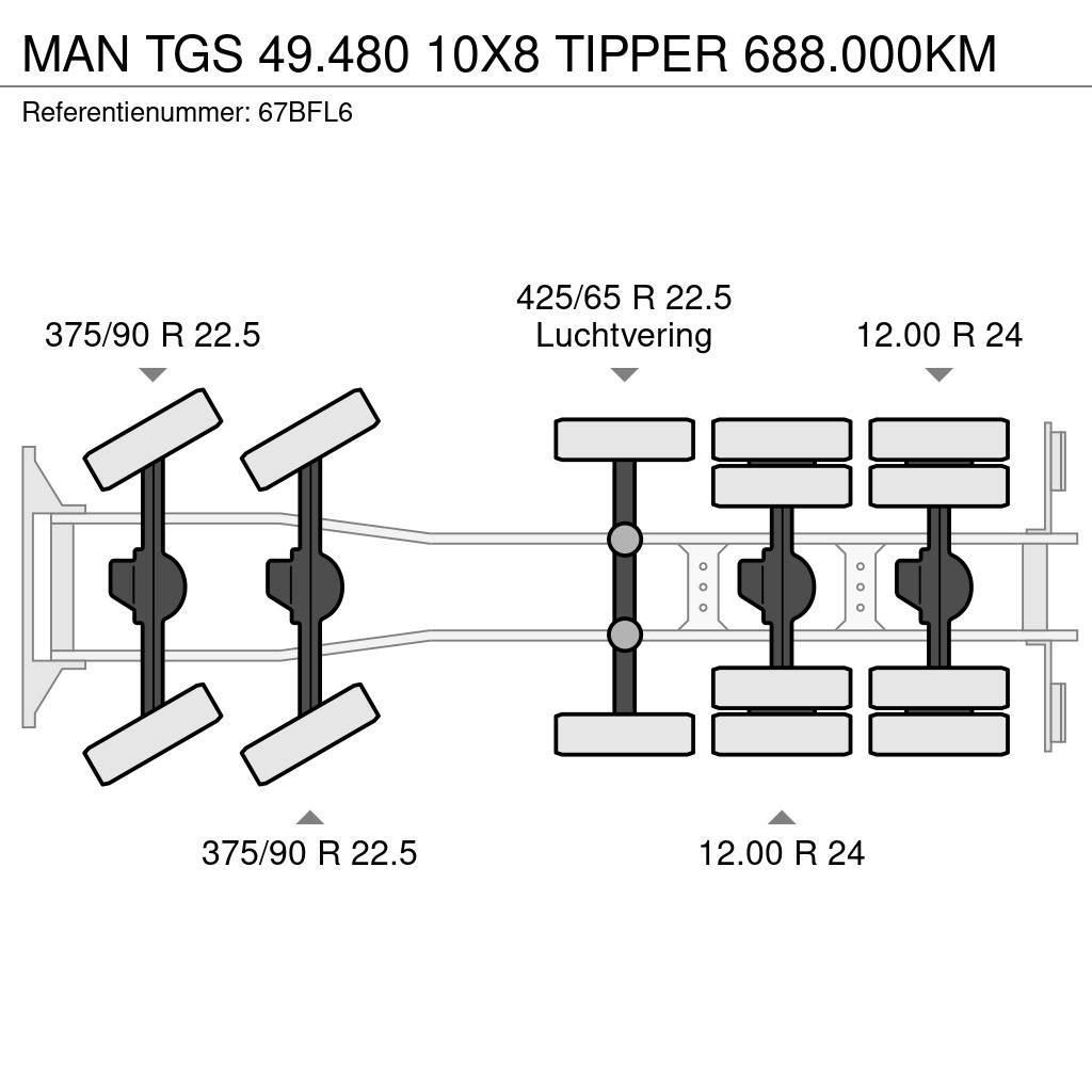 MAN TGS 49.480 10X8 TIPPER 688.000KM Billenő teherautók