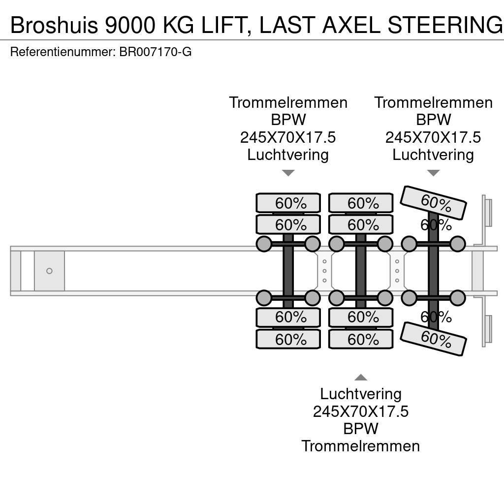 Broshuis 9000 KG LIFT, LAST AXEL STEERING Mélybölcsős félpótkocsik