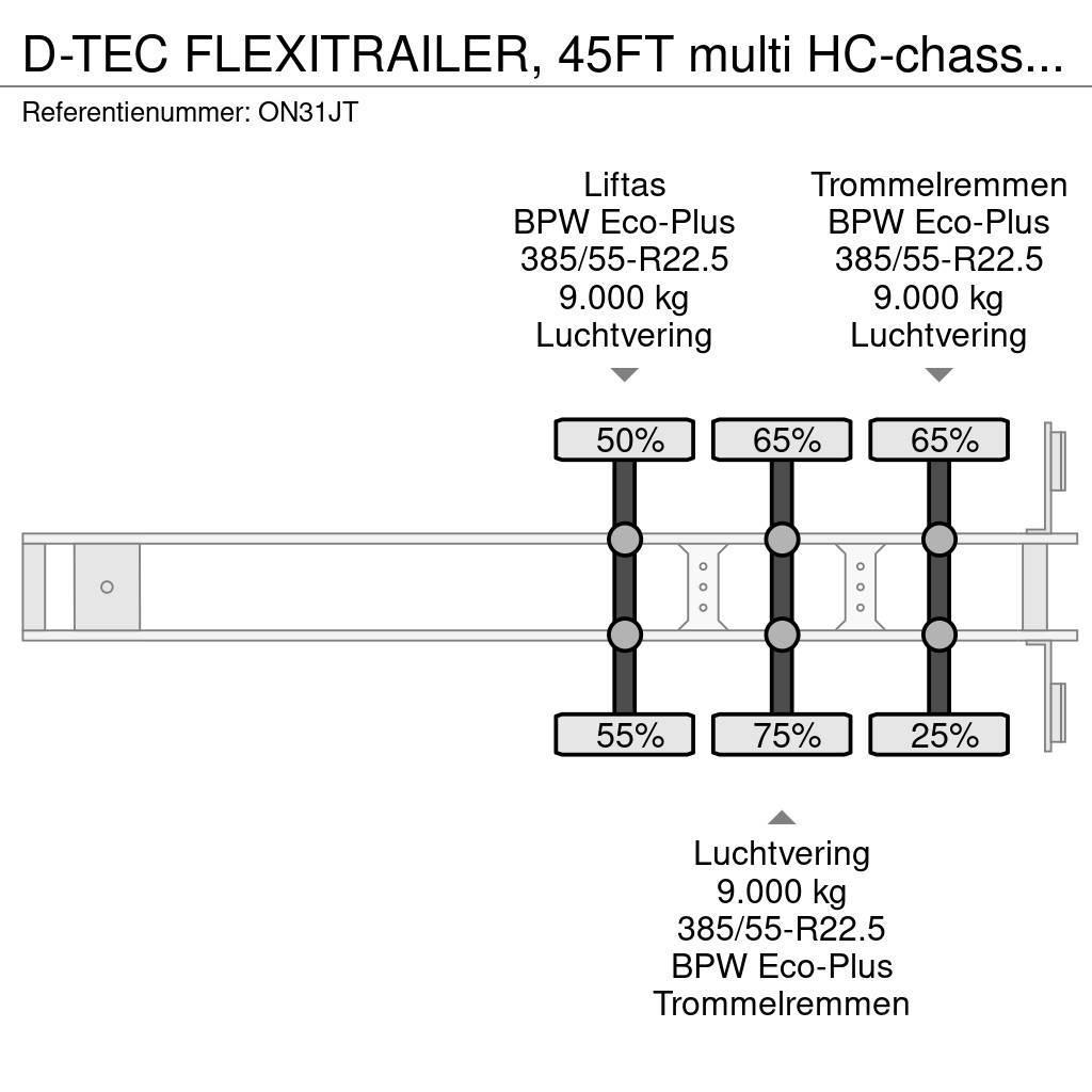 D-tec FLEXITRAILER, 45FT multi HC-chassis, ADR (EX/II, E Konténerkeret / Konténeremelő félpótkocsik