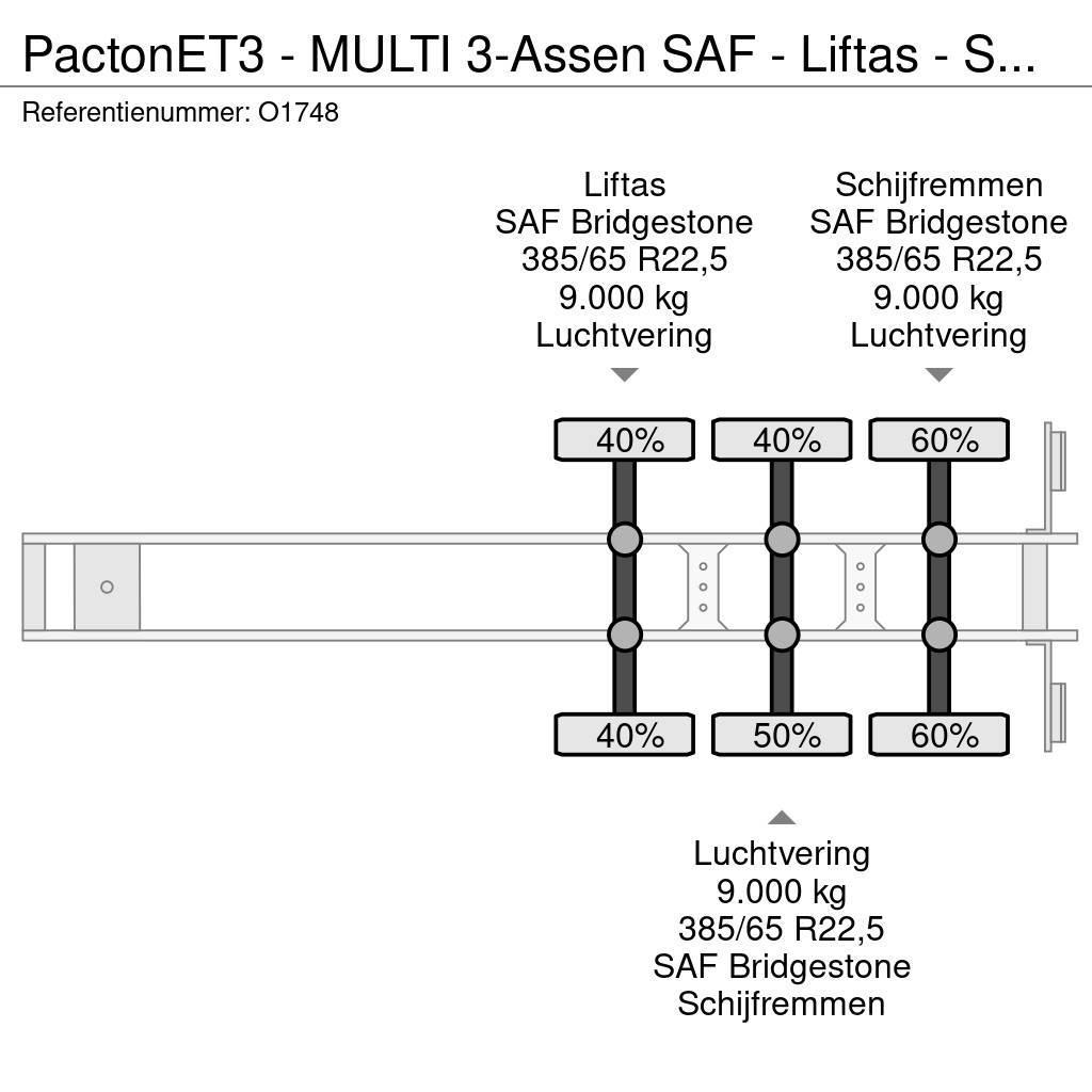 Pacton ET3 - MULTI 3-Assen SAF - Liftas - Schijfremmen - Konténerkeret / Konténeremelő félpótkocsik