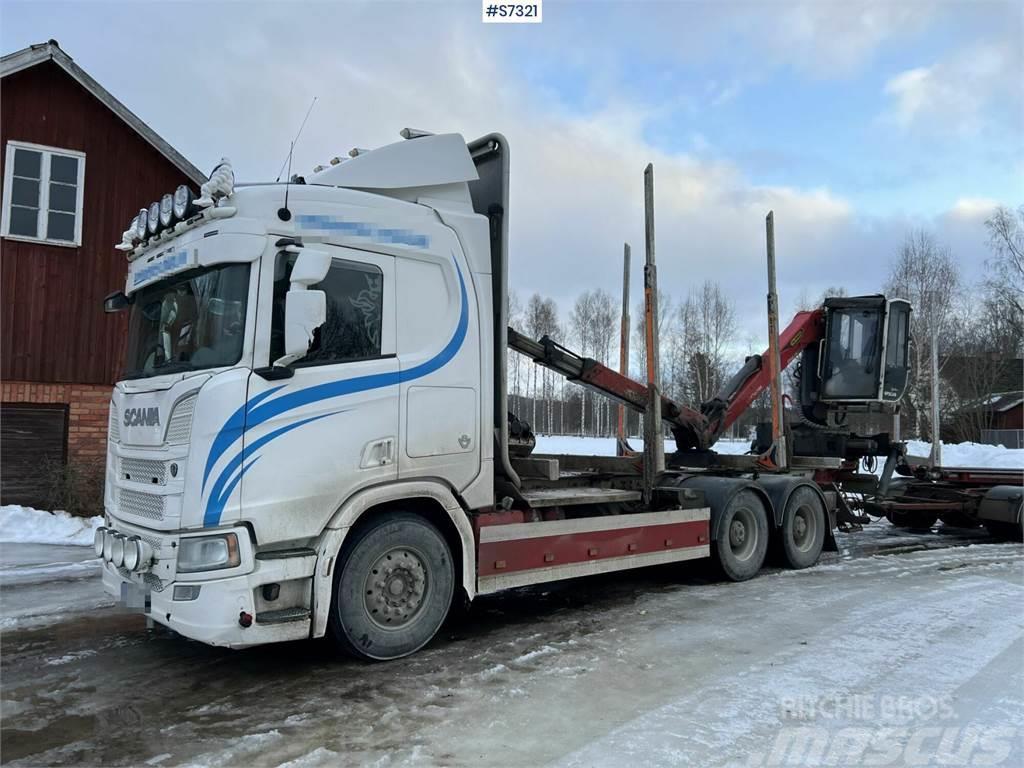 Scania R650 Timber truck with wagon and crane Rönkszállító teherautók