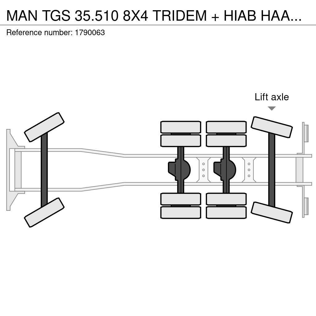 MAN TGS 35.510 8X4 TRIDEM + HIAB HAAKARM + PALFINGER P Darus teherautók