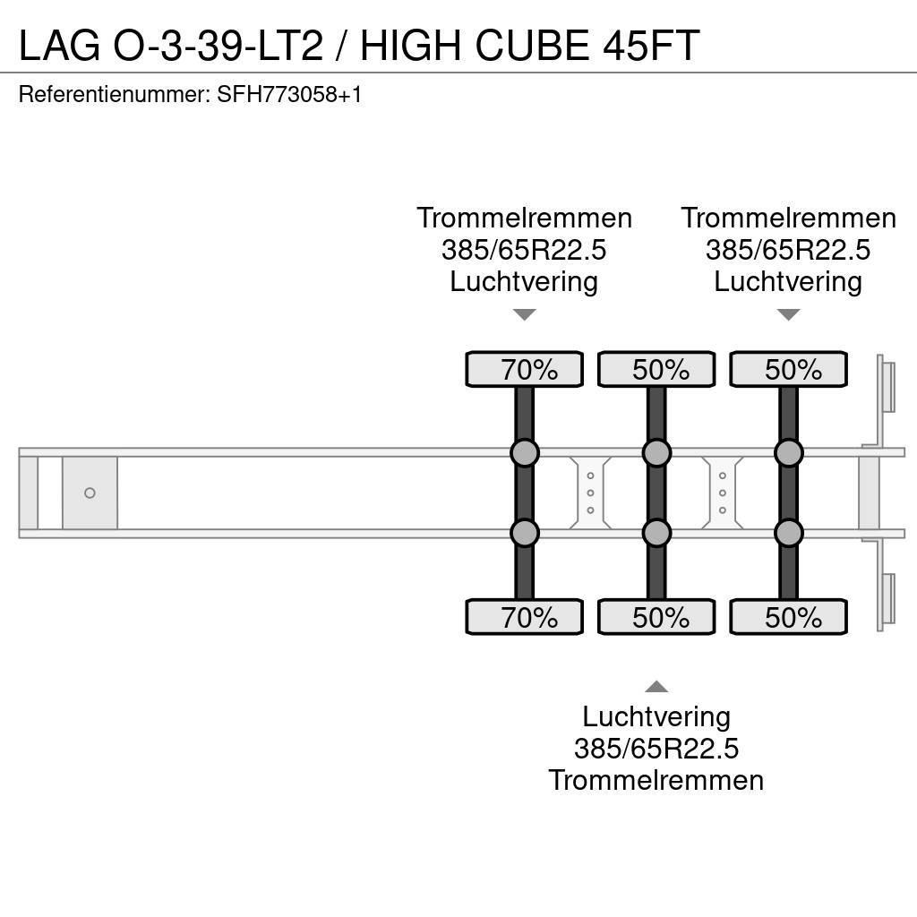 LAG O-3-39-LT2 / HIGH CUBE 45FT Konténerkeret / Konténeremelő félpótkocsik