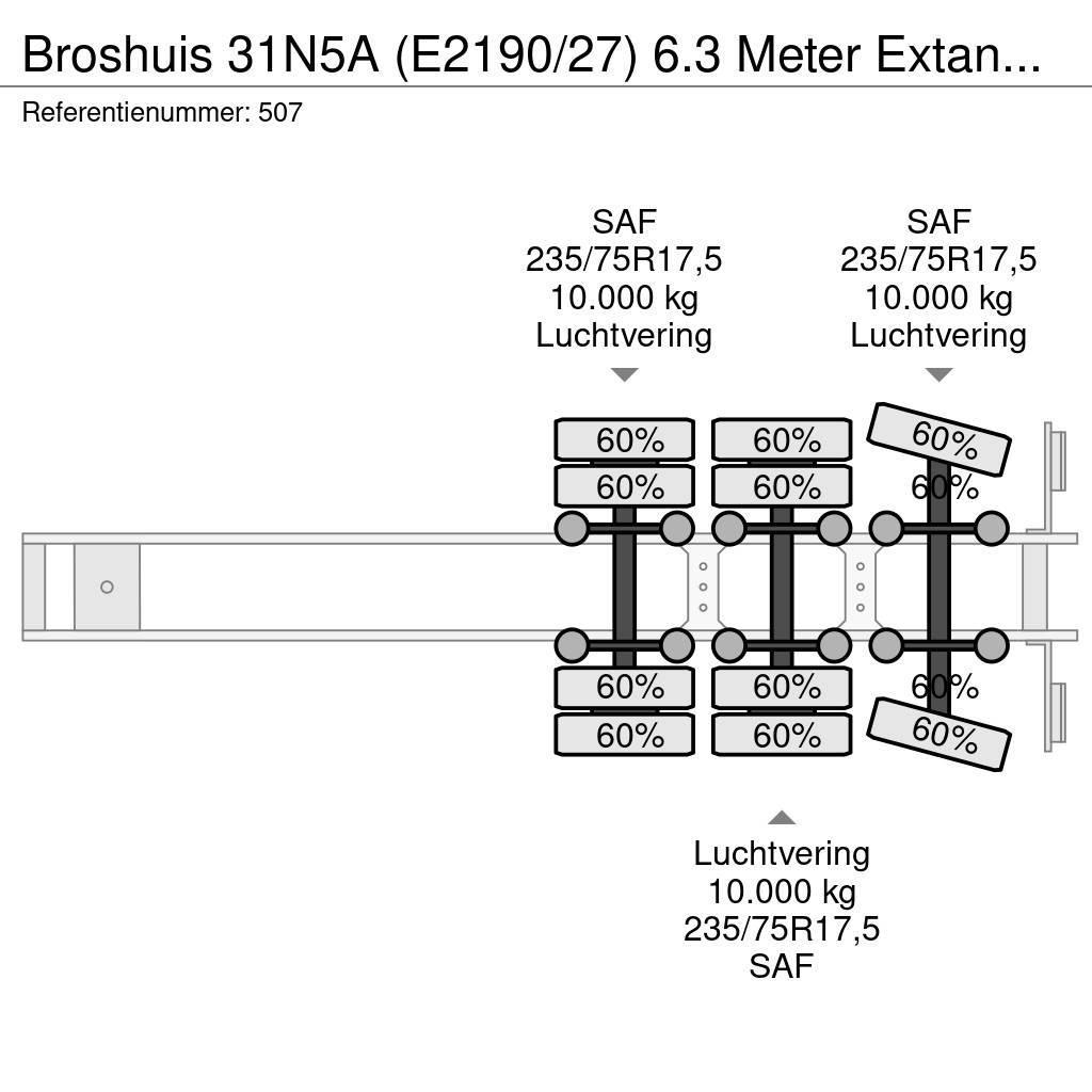 Broshuis 31N5A (E2190/27) 6.3 Meter Extandable Liftaxle! Mélybölcsős félpótkocsik