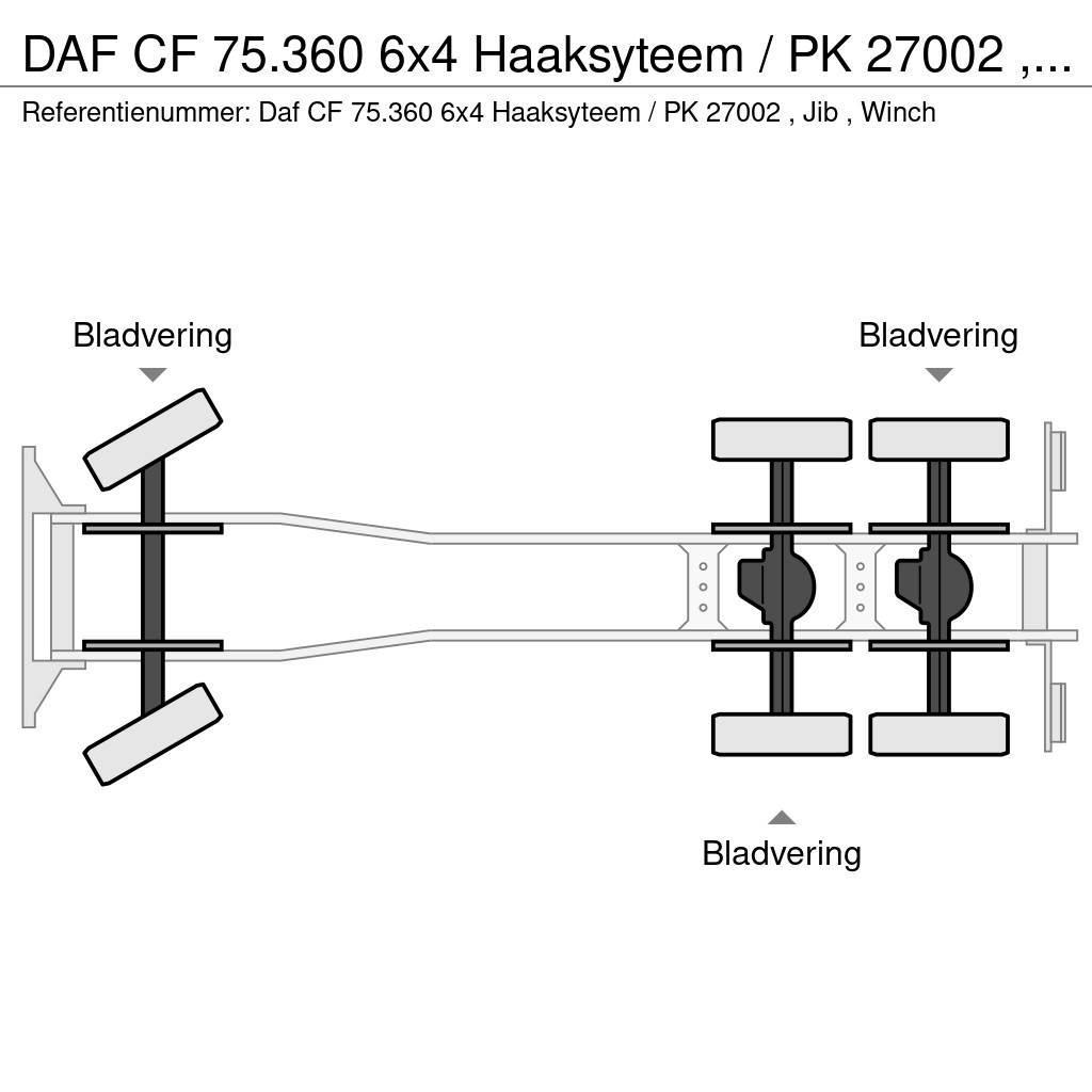 DAF CF 75.360 6x4 Haaksyteem / PK 27002 , Jib , Winch Horgos rakodó teherautók