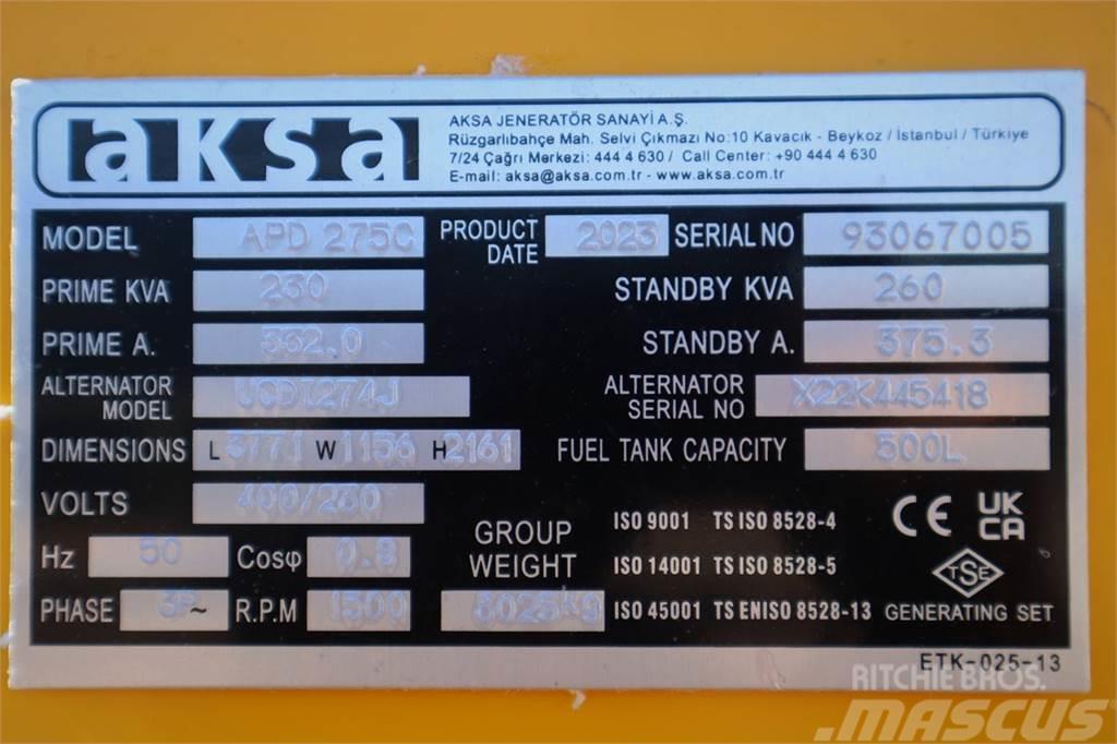 AKSA APD275C Valid inspection, *Guarantee! Diesel, 275 Dízel áramfejlesztők