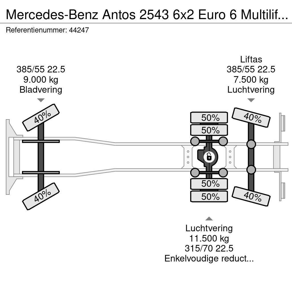 Mercedes-Benz Antos 2543 6x2 Euro 6 Multilift 26 Ton haakarmsyst Horgos rakodó teherautók