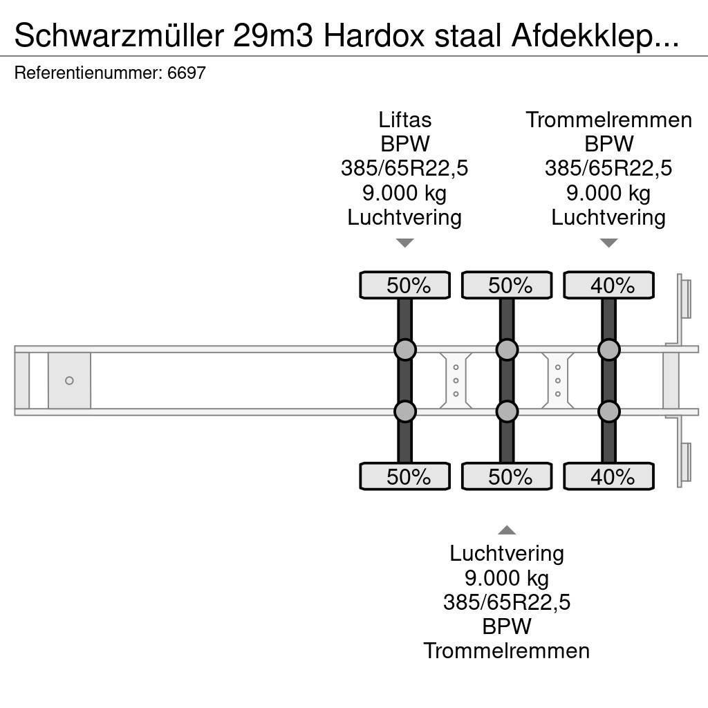 Schwarzmüller 29m3 Hardox staal Afdekkleppen Liftas Billenő félpótkocsik