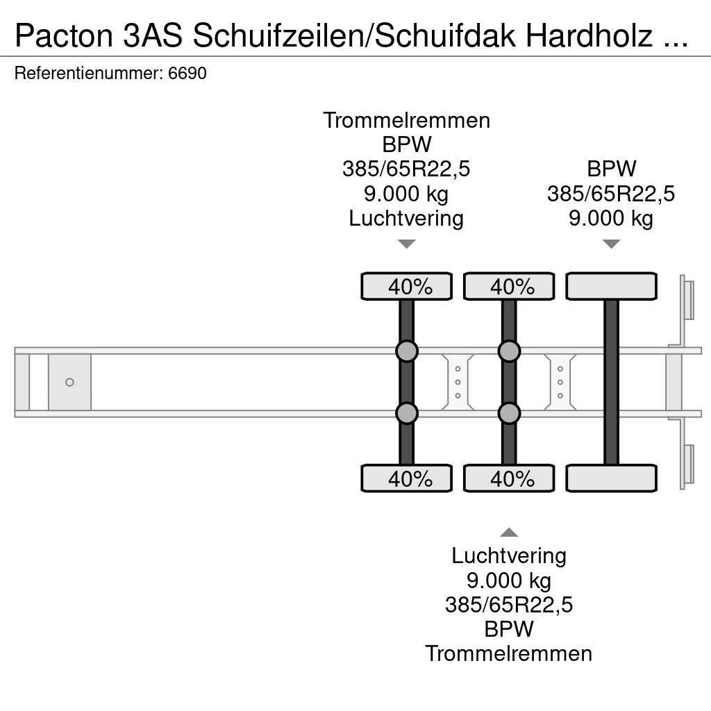 Pacton 3AS Schuifzeilen/Schuifdak Hardholz boden Elhúzható ponyvás félpótkocsik