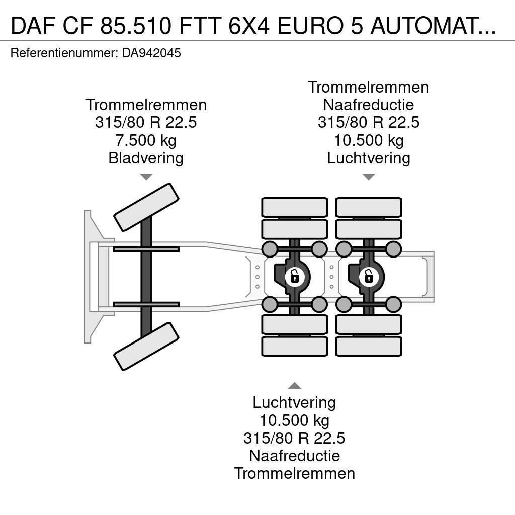DAF CF 85.510 FTT 6X4 EURO 5 AUTOMATIC + ZF INTARDER + Nyergesvontatók