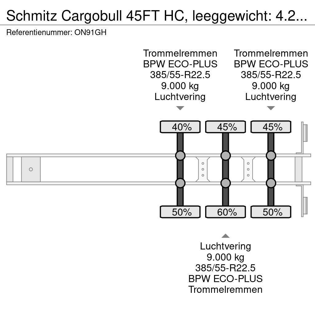 Schmitz Cargobull 45FT HC, leeggewicht: 4.240kg, BPW+trommel, NL-cha Konténerkeret / Konténeremelő félpótkocsik