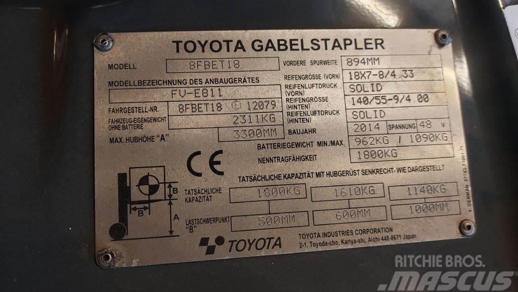 Toyota 8FBET18 // Duplex // SS // 4100 Std. Elektromos targoncák