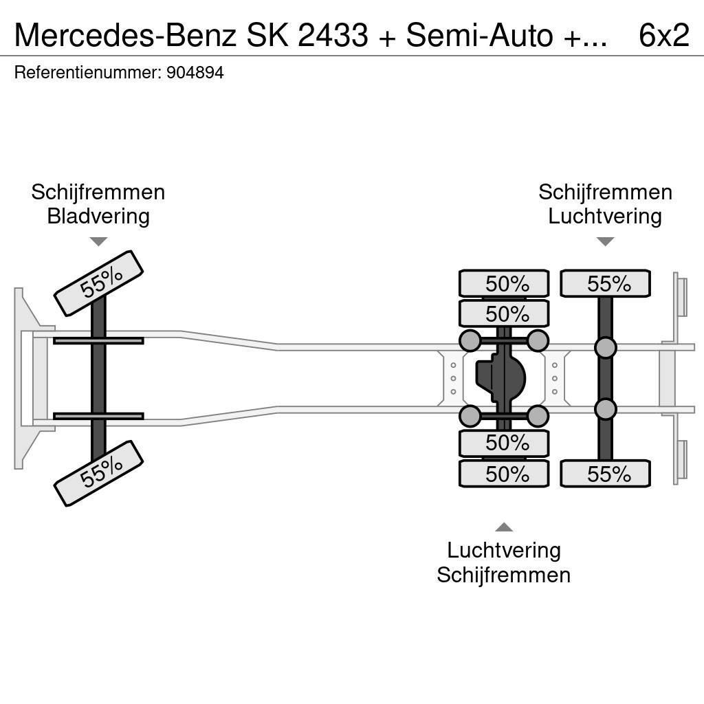 Mercedes-Benz SK 2433 + Semi-Auto + PTO + Serie 14 Crane + 3 ped Konténer keretes / Konténeres teherautók