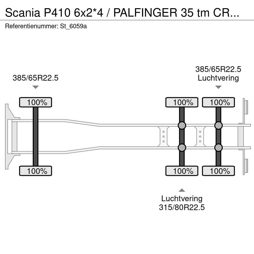 Scania P410 6x2*4 / PALFINGER 35 tm CRANE + WINCH Darus teherautók