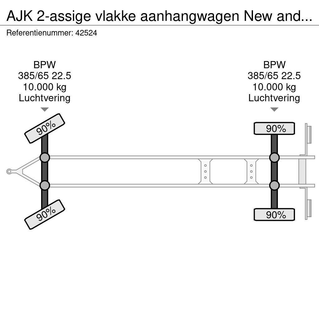 AJK 2-assige vlakke aanhangwagen New and Unused! Platós / Ponyvás pótkocsik