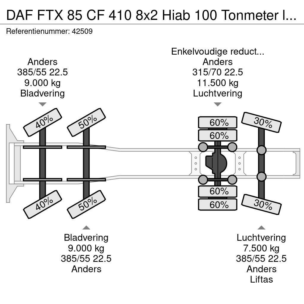 DAF FTX 85 CF 410 8x2 Hiab 100 Tonmeter laadkraan + Fl Nyergesvontatók