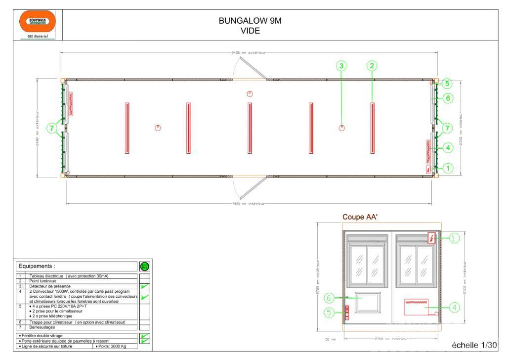  Bungalow 9 m Bureau vide Építőipari barakkok
