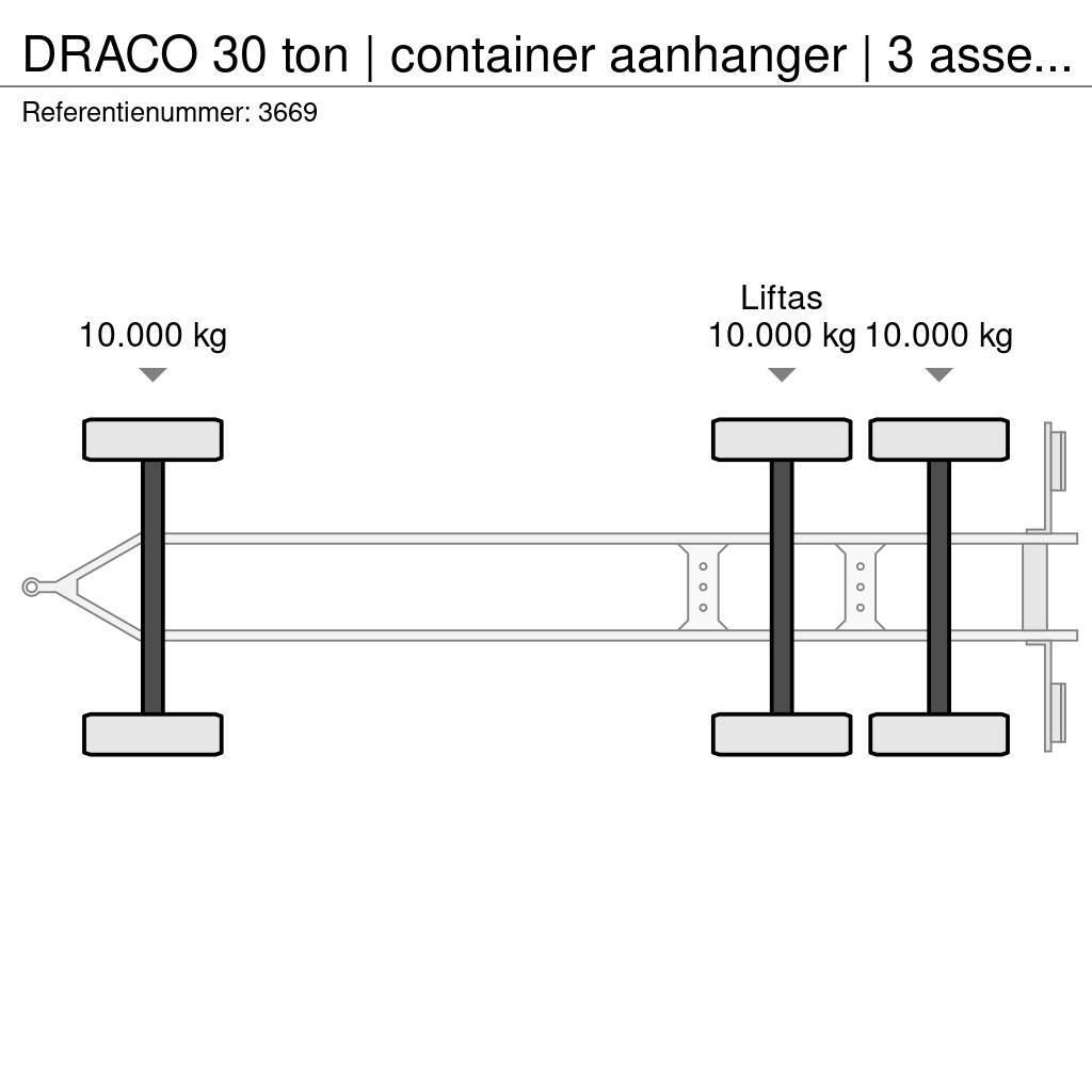 Draco 30 ton | container aanhanger | 3 asser overzetter Konténer keret / Konténeremelő pótkocsik