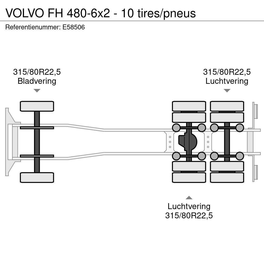 Volvo FH 480-6x2 - 10 tires/pneus Konténer keretes / Konténeres teherautók