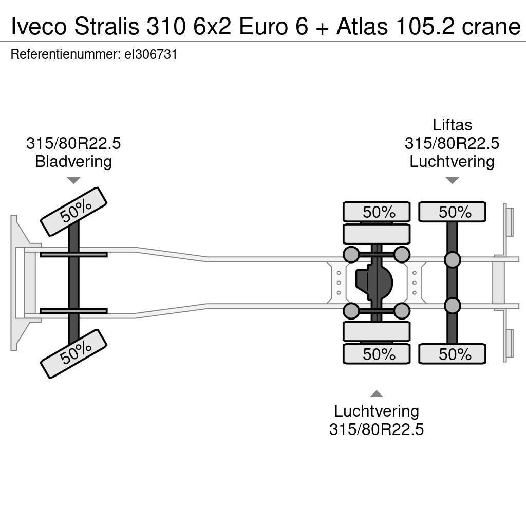 Iveco Stralis 310 6x2 Euro 6 + Atlas 105.2 crane Platós / Ponyvás teherautók