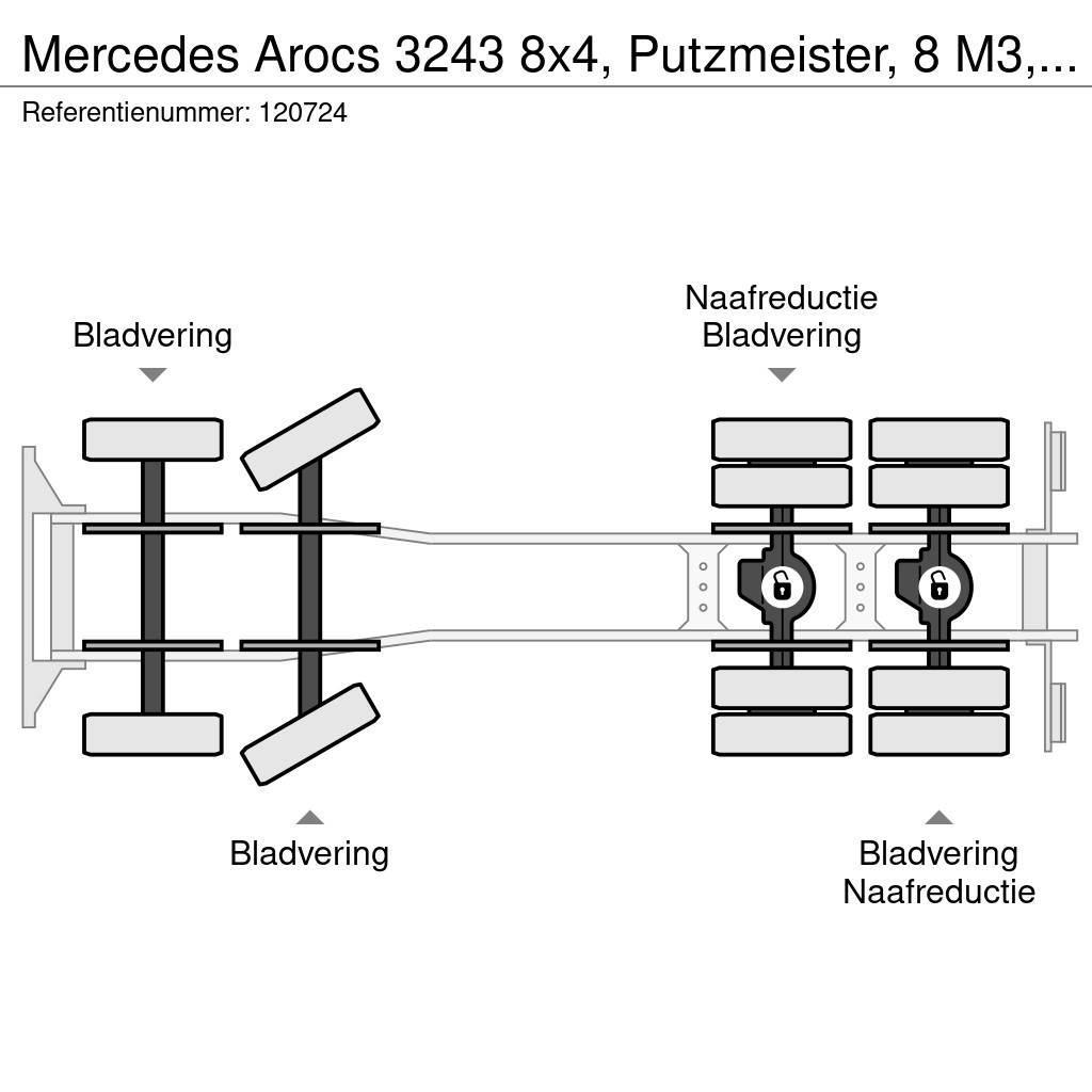 Mercedes-Benz Arocs 3243 8x4, Putzmeister, 8 M3, 11 mtr belt, Re Betonkeverők/Betonpumpák
