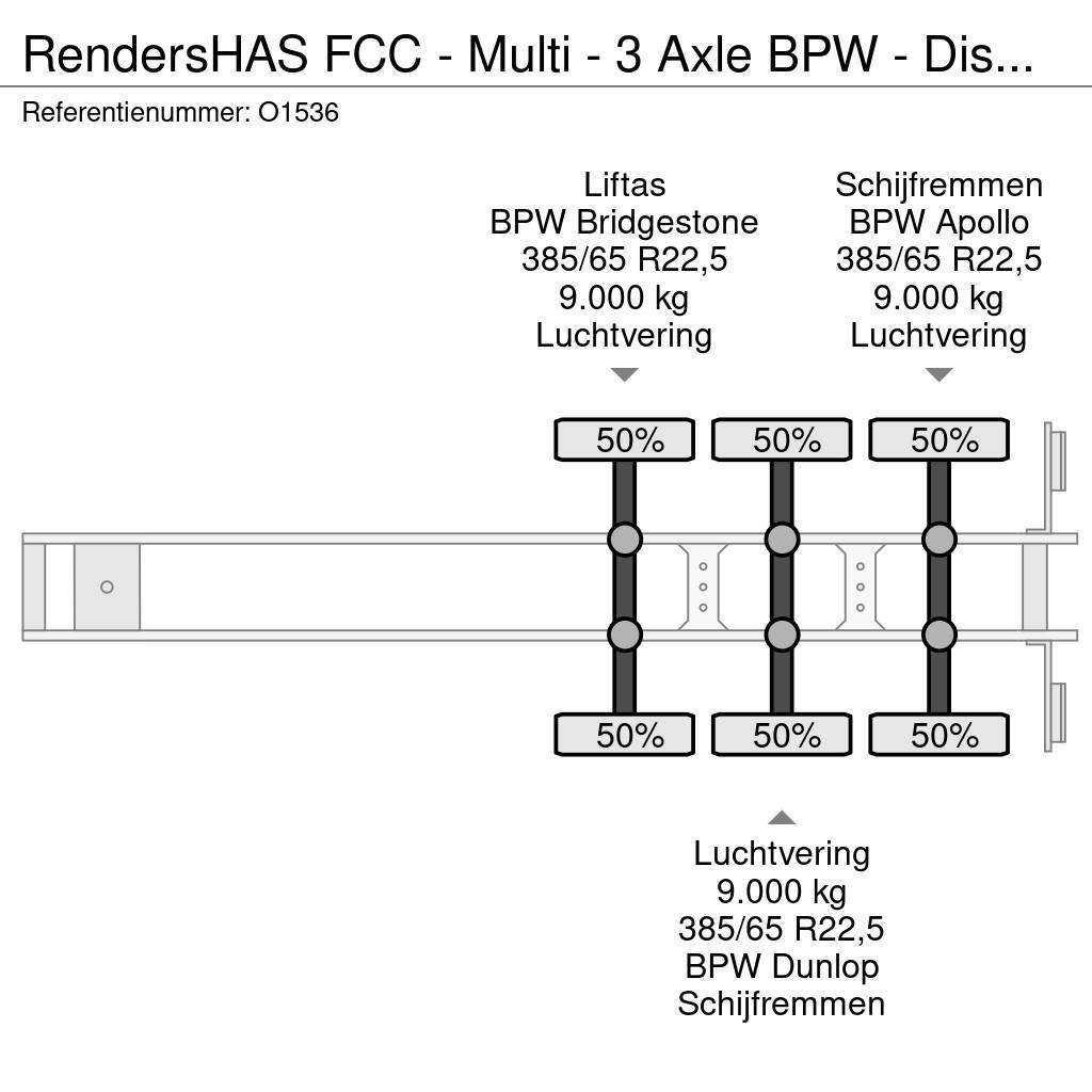 Renders HAS FCC - Multi - 3 Axle BPW - DiscBrakes - LiftAx Konténerkeret / Konténeremelő félpótkocsik
